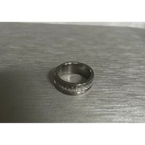 Silver Band Ring with Crystal Accents